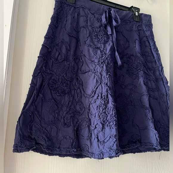 Max Studio Blue Textured Stitching A-Line Skirt - Picture 2 of 5